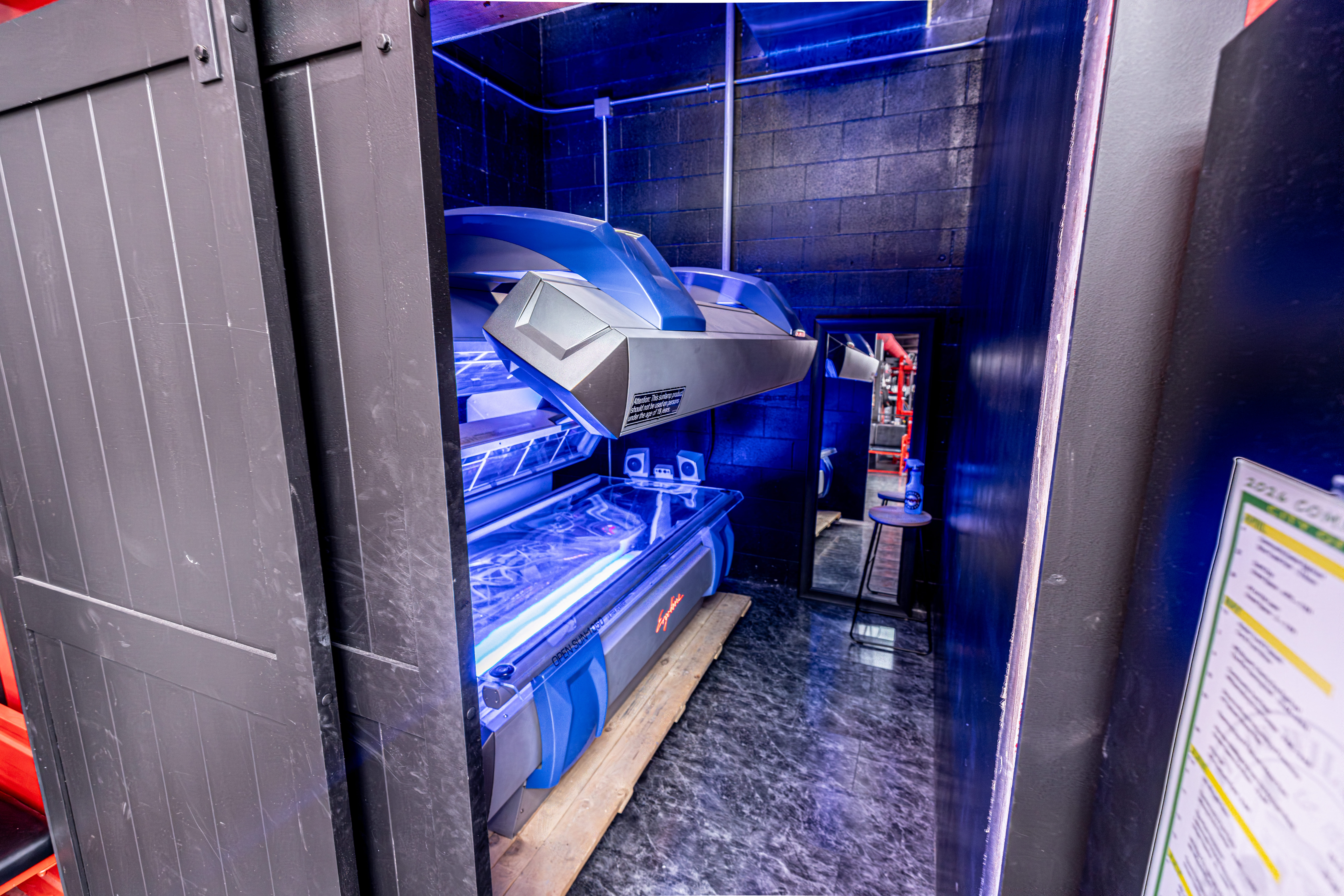 Open sun-instant tan tanning bed.