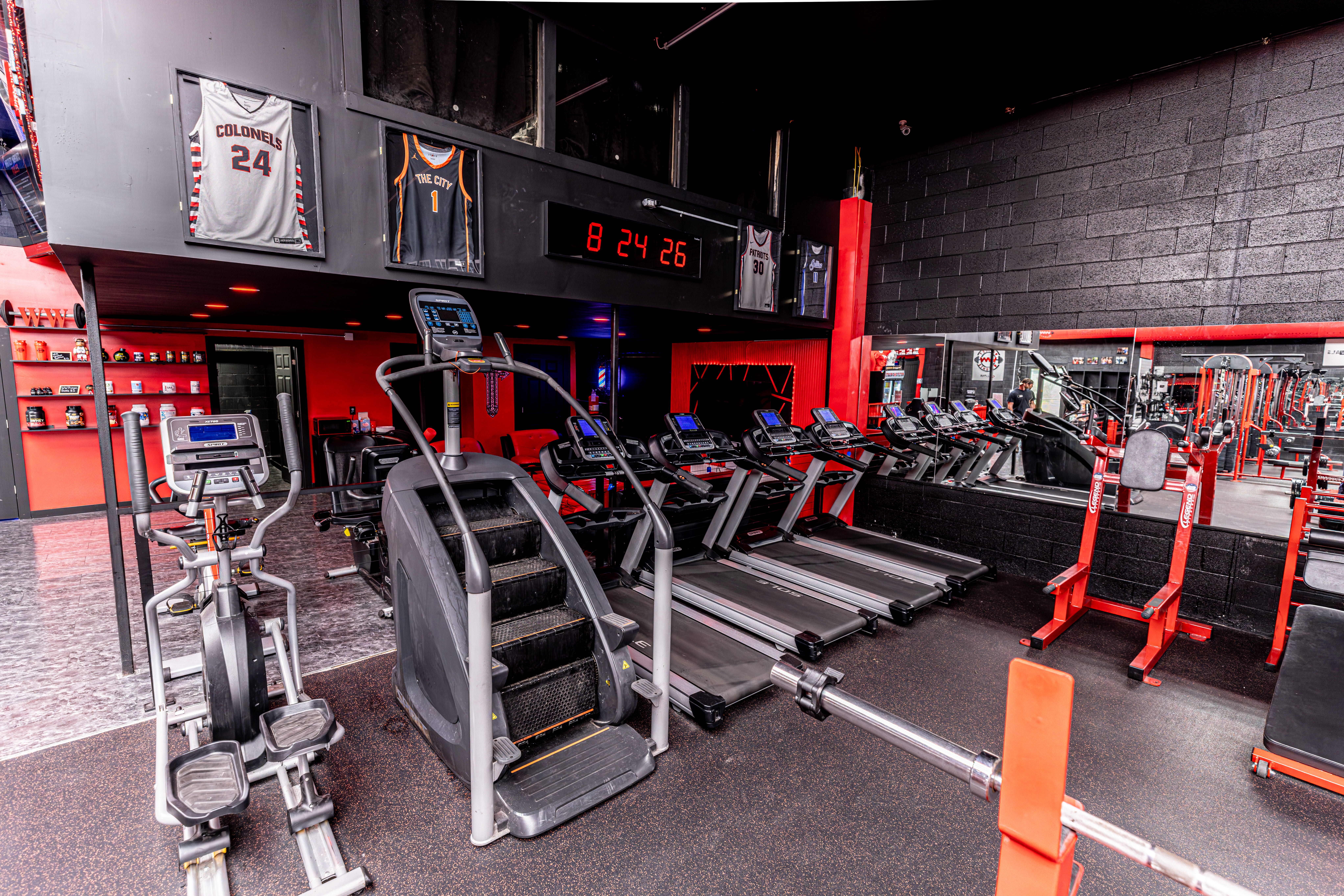 Portion of cardio equipment.