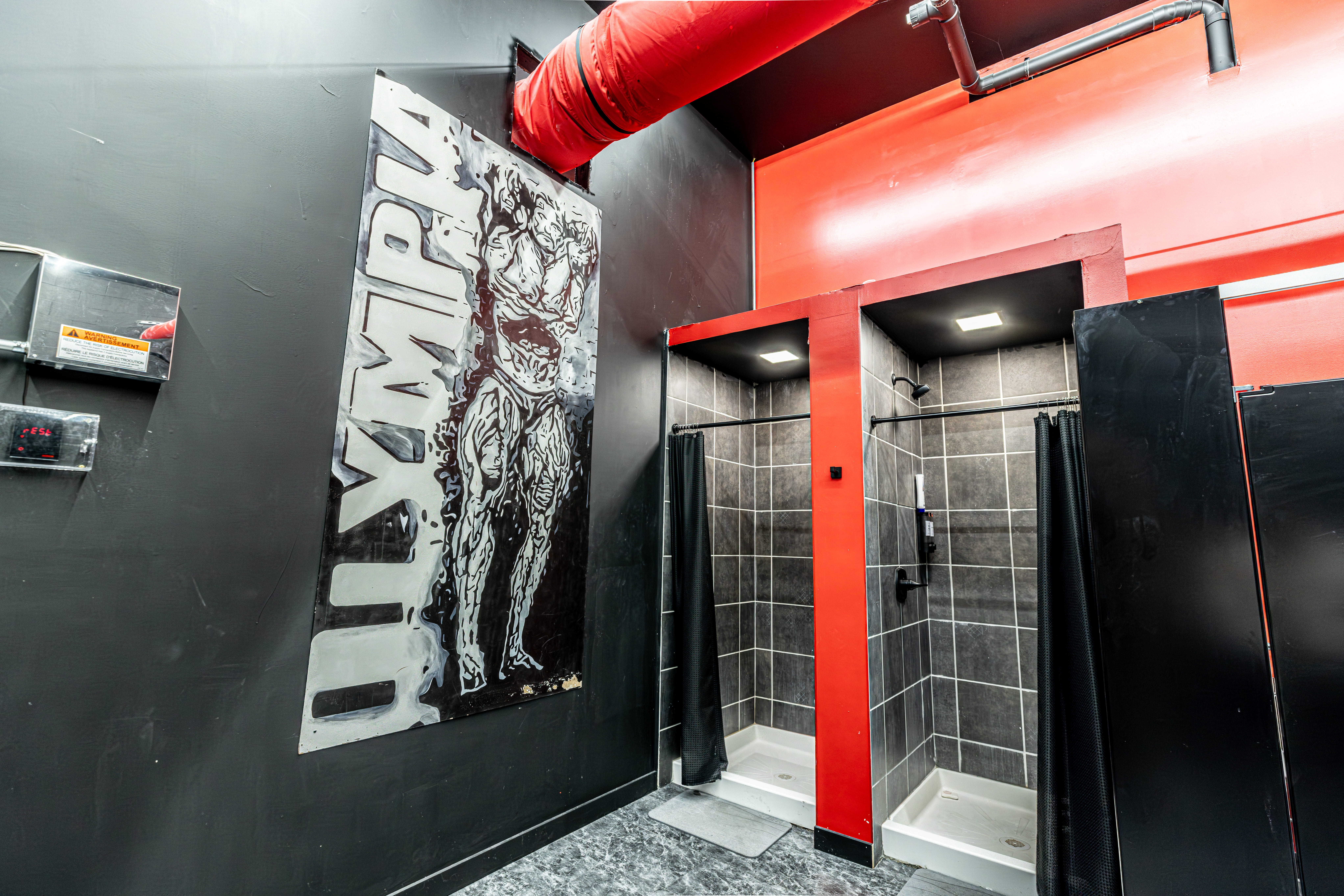 Snapshot of mens locker room.