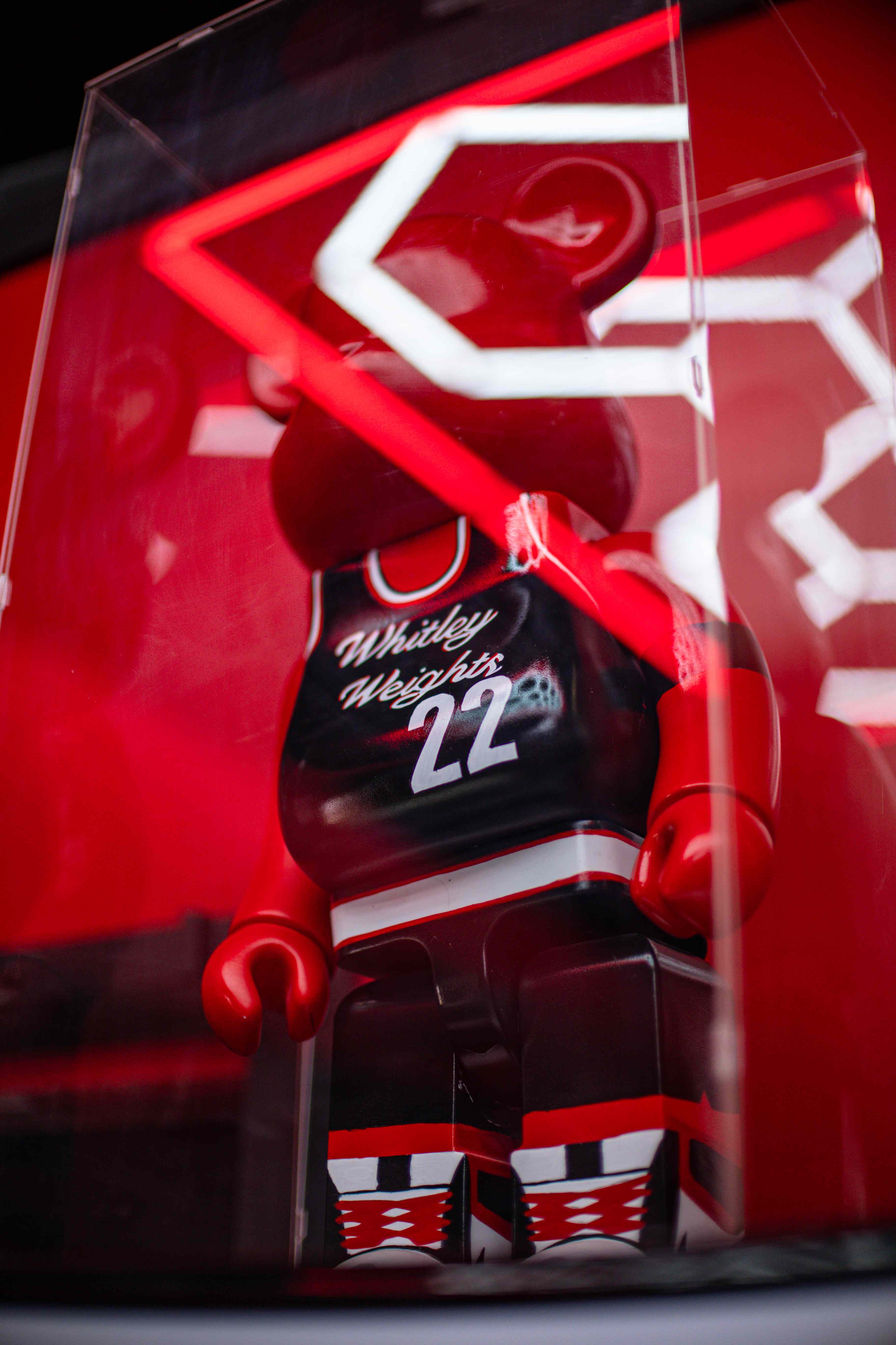 Close-up of the Whitley Weights 22 collectible figure