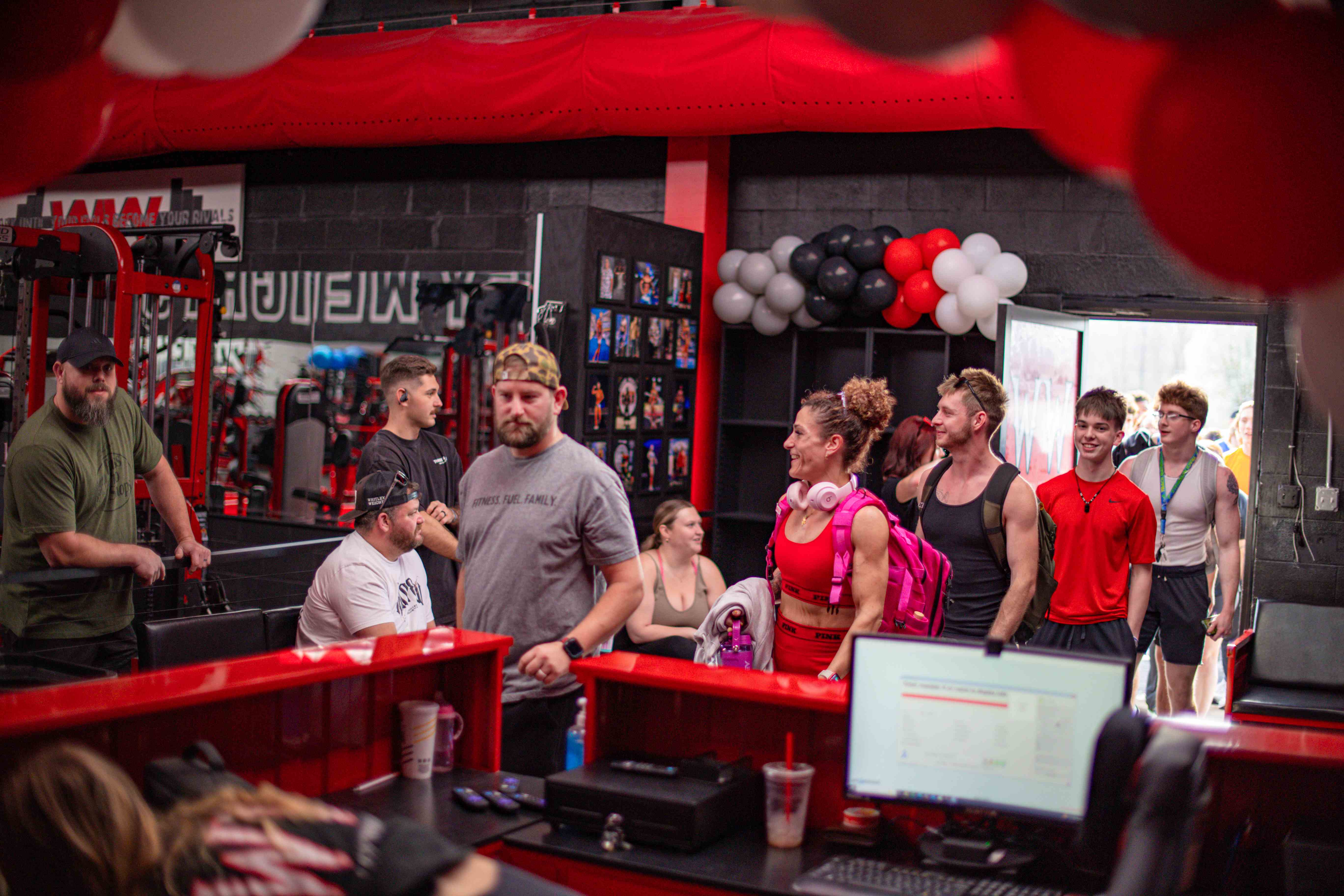 Members at the front desk during a Whitley Weights event
